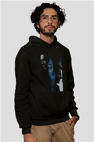 Unisex Prestij (The Prestige) Baskılı Siyah Kapüşonlu Sweatshirt