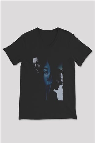 Unisex Prestij (The Prestige) Baskılı Siyah V Yaka Tshirt