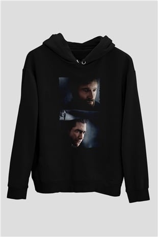 Unisex Prisoners Baskılı Siyah Kapüşonlu Sweatshirt