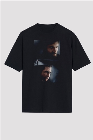 Unisex Prisoners Baskılı Siyah Oversize Tişört