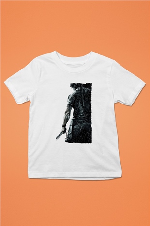 Unisex Rambo Baskılı Beyaz Çocuk Tişört