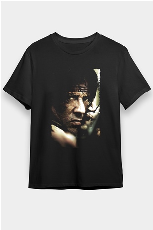 Rambo Baskılı Siyah T-Shirt