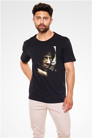Rambo Baskılı Siyah T-Shirt