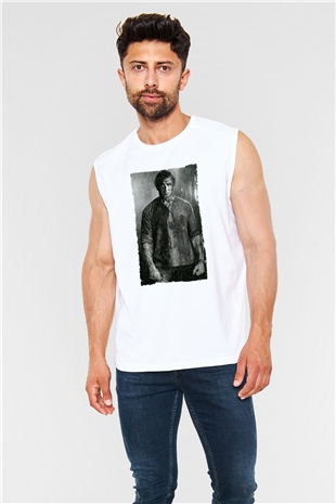 Unisex Rambo Son Kan (Rambo Last Blood) Baskılı Beyaz Kolsuz Tişört