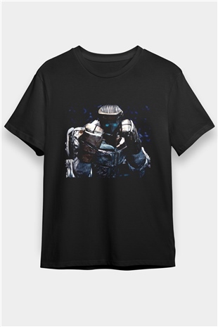 Real Steel Baskılı Siyah Tişört