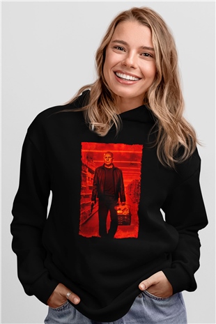 Unisex RED 2 Baskılı Siyah Kapüşonlu Sweatshirt