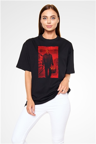 Unisex RED 2 Baskılı Siyah Oversize Tshirt