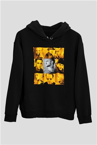 Unisex Rehine (Alpha Dog) Baskılı Siyah Kapüşonlu Sweatshirt