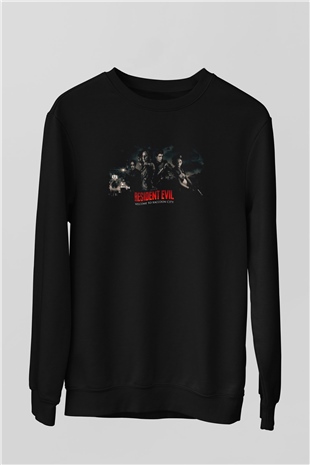 Unisex Resident Evil Baskılı Siyah Sweatshirt