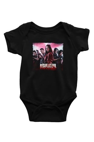 Unisex Resident Evil Raccoon Şehri (Resident Evil Welcome to Raccoon City) Baskılı Siyah Bebek Body - Zıbın