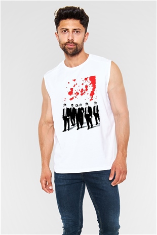Unisex Rezervuar Köpekleri (Reservoir Dogs) Baskılı Beyaz Kolsuz Tişört