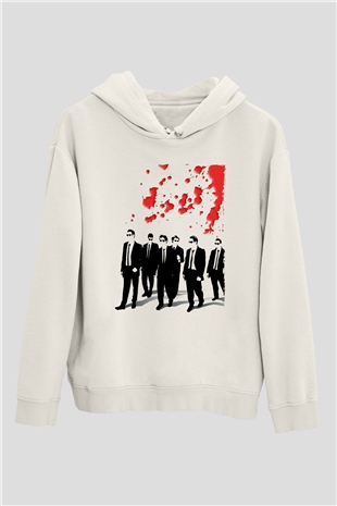 Unisex Rezervuar Köpekleri (Reservoir Dogs) Baskılı Beyaz Kapüşonlu Sweatshirt