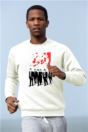 Unisex Rezervuar Köpekleri (Reservoir Dogs) Baskılı Beyaz Sweatshirt