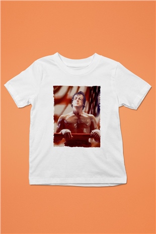 Unisex Rocky Baskılı Beyaz Çocuk Tişört