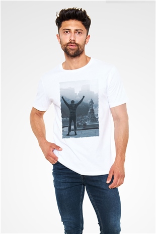 Rocky Baskılı Beyaz Tshirt