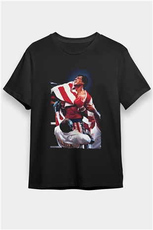 Rocky IV Baskılı Siyah Tshirt