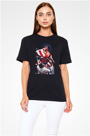 Rocky IV Baskılı Siyah Tshirt