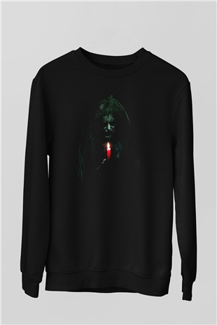 Unisex Ruhlar Bölgesi (Insidious) Baskılı Siyah Sweatshirt