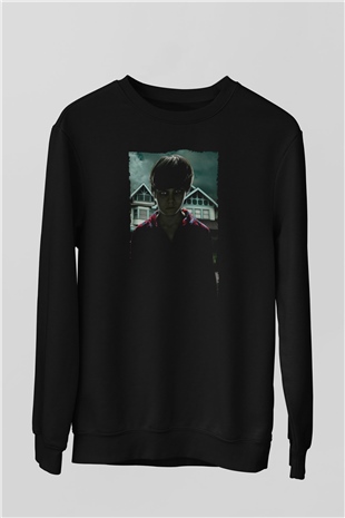 Unisex Ruhlar Bölgesi (Insidious) Baskılı Siyah Sweatshirt