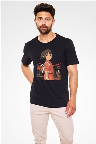 Ruhların Kaçışı (Spirited Away) Baskılı Siyah Tişört