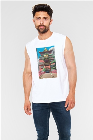 Unisex Ruhların Kaçışı (Spirited Away) Baskılı Beyaz Kolsuz T-shirt