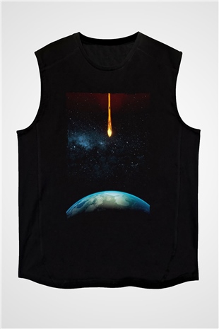 Unisex Salvation Baskılı Siyah Kolsuz T-shirt