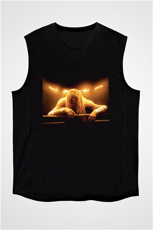 Unisex Şampiyon (The Wrestler) Baskılı Siyah Kolsuz Tişört