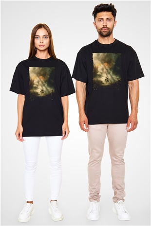 Unisex Savaş Vadisi (Hacksaw Ridge) Baskılı Siyah Oversize Tişört