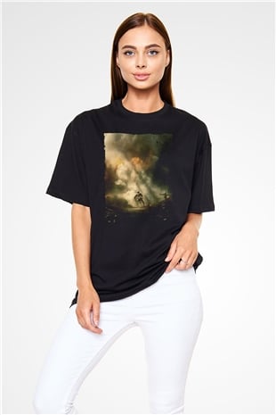Unisex Savaş Vadisi (Hacksaw Ridge) Baskılı Siyah Oversize Tişört