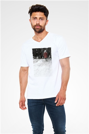 Unisex Schindlerin Listesi (Schindlers List) Baskılı Beyaz V Yaka Tişört