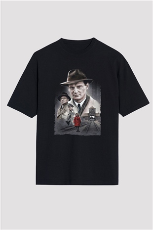 Unisex Schindlerin Listesi (Schindlers List) Baskılı Siyah Oversize T-shirt