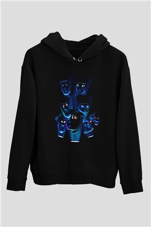 Unisex Scooby-Doo Baskılı Siyah Kapüşonlu Sweatshirt