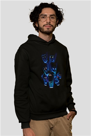 Unisex Scooby-Doo Baskılı Siyah Kapüşonlu Sweatshirt