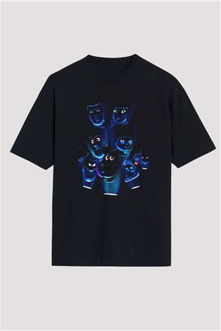 Unisex Scooby-Doo Baskılı Siyah Oversize T-shirt