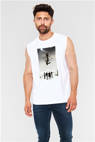 Unisex Serenity Baskılı Beyaz Kolsuz Tişört