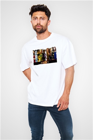 Unisex Serenity Baskılı Beyaz Oversize Oversize T-shirt