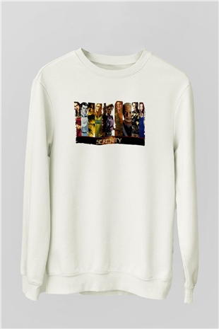 Unisex Serenity Baskılı Beyaz Sweatshirt