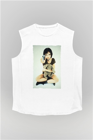 Unisex Sevginin Gücü (Leon The Professional) Baskılı Beyaz Kolsuz Tişört