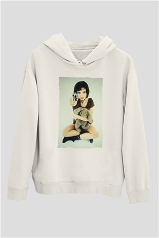Unisex Sevginin Gücü (Leon The Professional) Baskılı Beyaz Kapüşonlu Sweatshirt