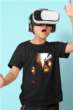 Unisex Sevginin Gücü (Léon) Baskılı Siyah Çocuk Tshirt