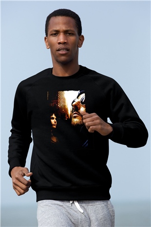 Unisex Sevginin Gücü (Léon) Baskılı Siyah Sweatshirt