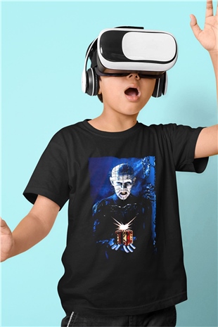 Unisex Şeytan Pusuda Bekliyor (Hellraiser) Baskılı Siyah Çocuk Tshirt