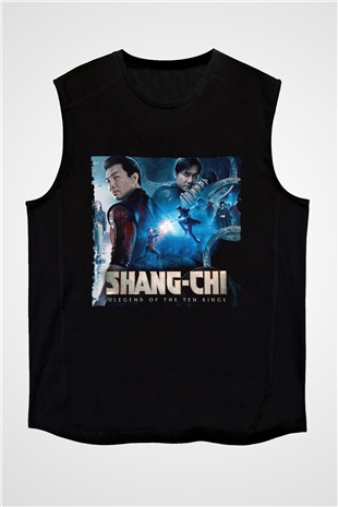 Unisex Shang-Chi ve On Halka Efsanesi (Shang-Chi and the Legend of the Ten Rings) Baskılı Siyah Kolsuz Tişört