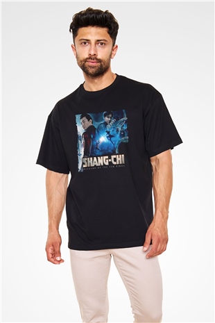 Unisex Shang-Chi ve On Halka Efsanesi (Shang-Chi and the Legend of the Ten Rings) Baskılı Siyah Oversize Tişört