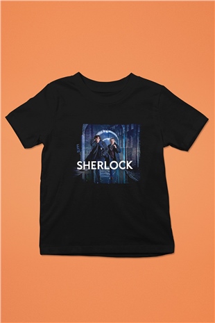 Unisex Sherlock Holmes Baskılı Siyah Çocuk T-Shirt