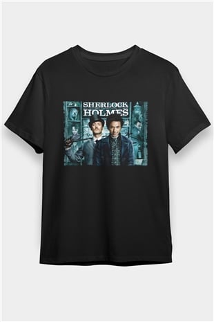 Sherlock Holmes Baskılı Siyah Tshirt