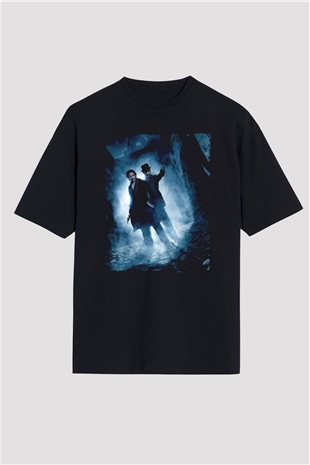 Unisex Sherlock Holmes Gölge Oyunları (Sherlock Holmes A Game of Shadows) Baskılı Siyah Oversize T-shirt