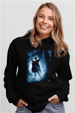 Unisex Sherlock Holmes Gölge Oyunları (Sherlock Holmes A Game of Shadows) Baskılı Siyah Kapüşonlu Sweatshirt