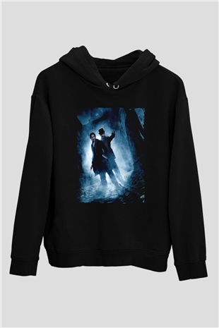 Unisex Sherlock Holmes Gölge Oyunları (Sherlock Holmes A Game of Shadows) Baskılı Siyah Kapüşonlu Sweatshirt