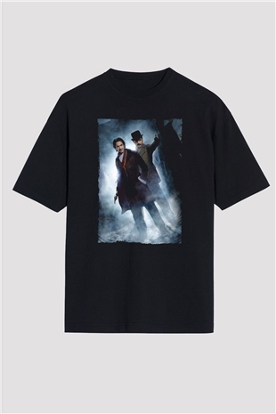 Unisex Sherlock Holmes Gölge Oyunları (Sherlock Holmes A Game of Shadows) Baskılı Siyah Oversize Tshirt